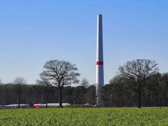 Framed Print : Construction of a new wind turbine