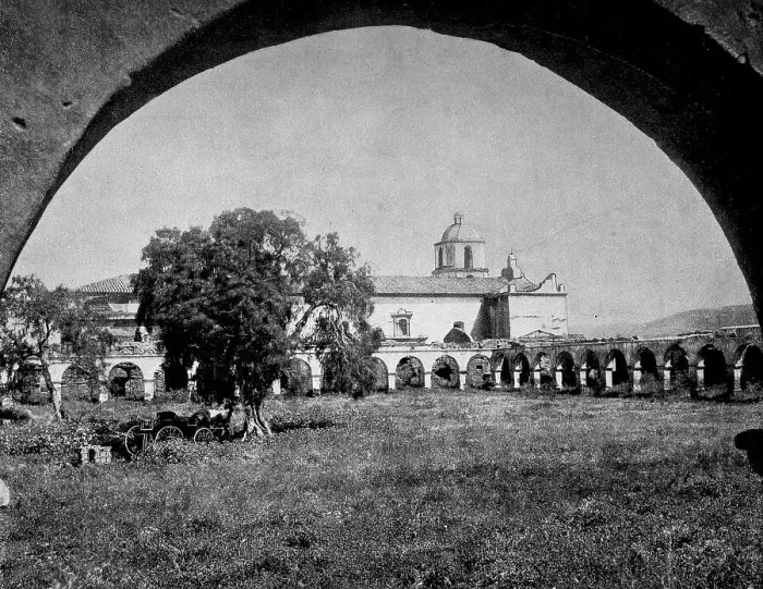 Framed Print : Construction of the oldest mission station in the state of California