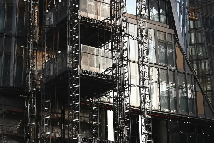 Framed Print : Construction site on a high-rise building