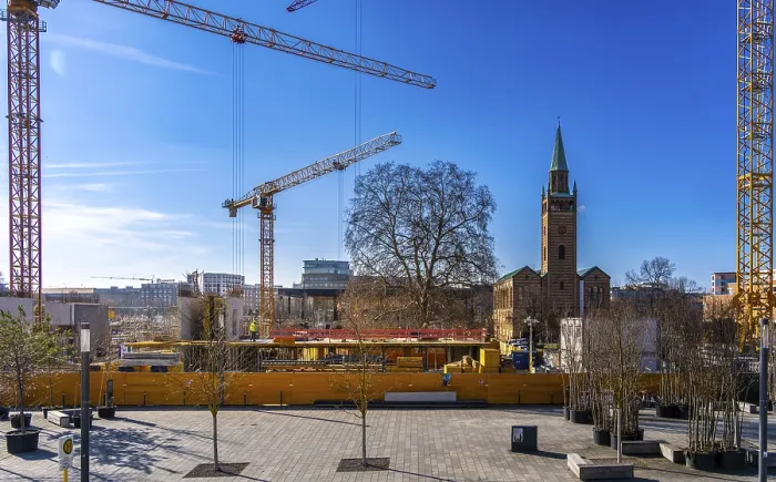 Framed Print : Construction site Neue Nationalgalerie
