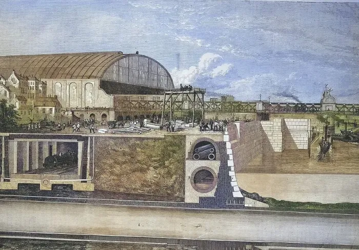 Framed Print : Construction site of the new quay wall on the Thames