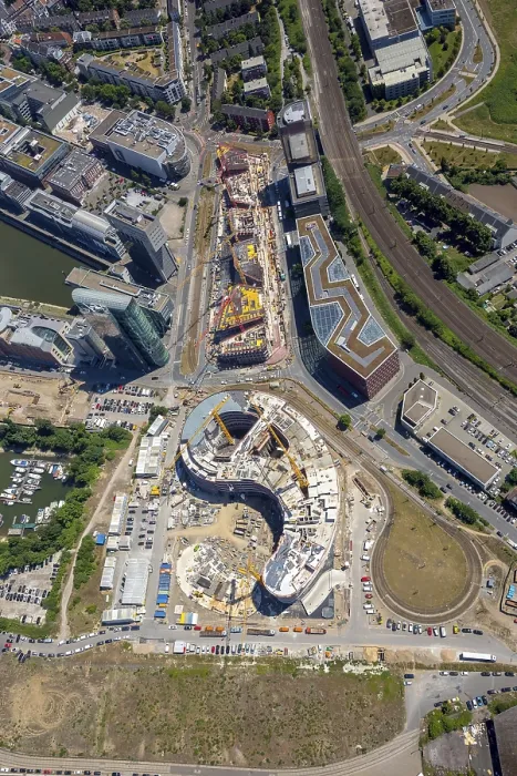 Framed Print : Construction site for the new TRIVAGO headquarters on KesselstraBe by Ed