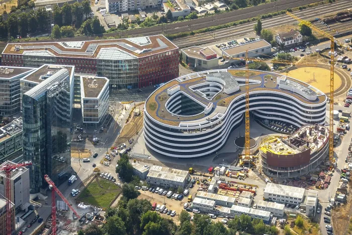 Framed Print : Construction site for the new TRIVAGO headquarters on KesselstraBe in the media port in Dusseldorf