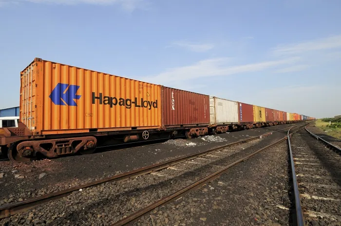 Framed Print : Container of goods train at Adani Power