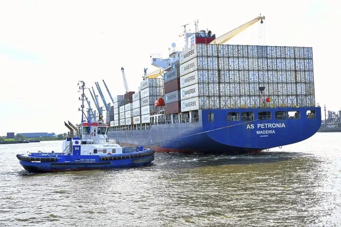 Framed Print : Container ship with stacked containers in the port of Hamburg Framed Print : Container ship with stacked containers in the port of Hamburg