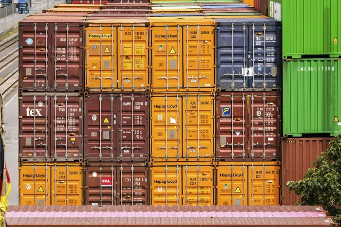 Framed Print : Containers pile up in the harbour