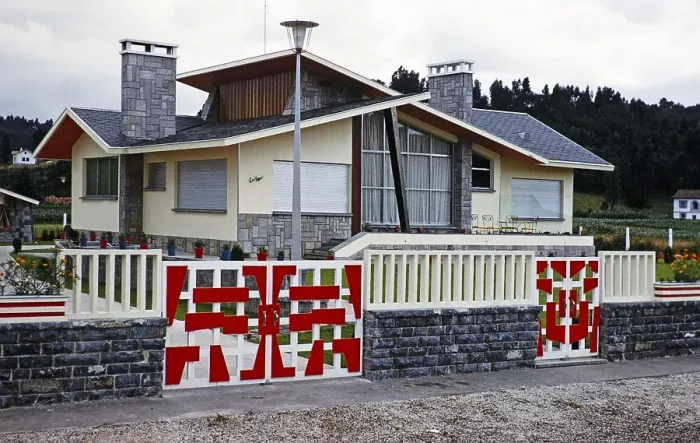 Framed Print : Contemporary residential architecture of the 1950s, bungalow, private house, unspecified location, northern Spain, 1959