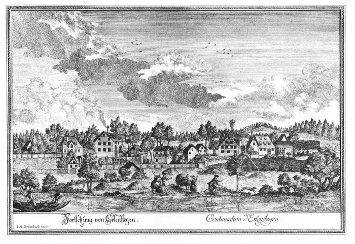 Framed Print : Continuation of Erlenstegen, old woodcut from the 18th Century Framed Print : Continuation of Erlenstegen, old woodcut from the 18th Century