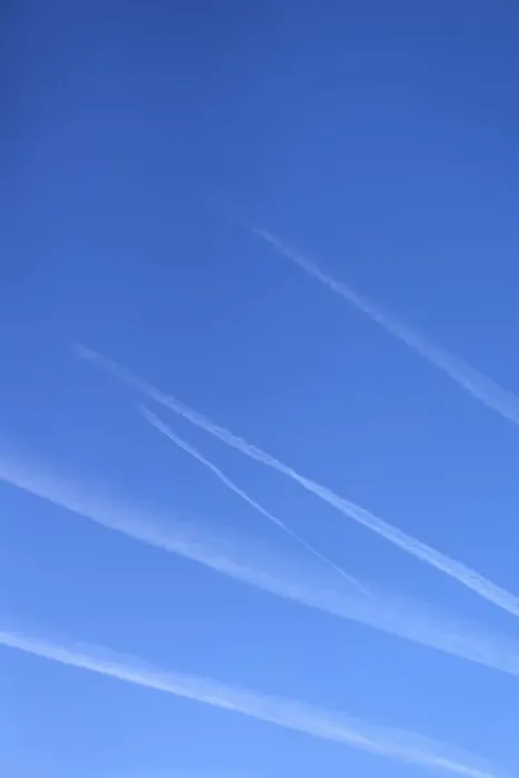 Framed Print : Contrails in the blue sky, Bavaria
