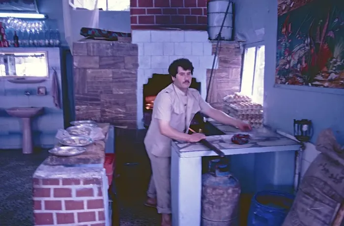 Framed Print : Cook, restaurant, near Ugarit, Syria, May 1987, vintage, retro, old, historical, Asia