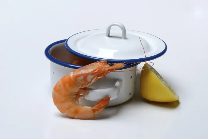 Framed Print : Cooked prawns in pot, shrimps, prawns Framed Print : Cooked prawns in pot, shrimps, prawns