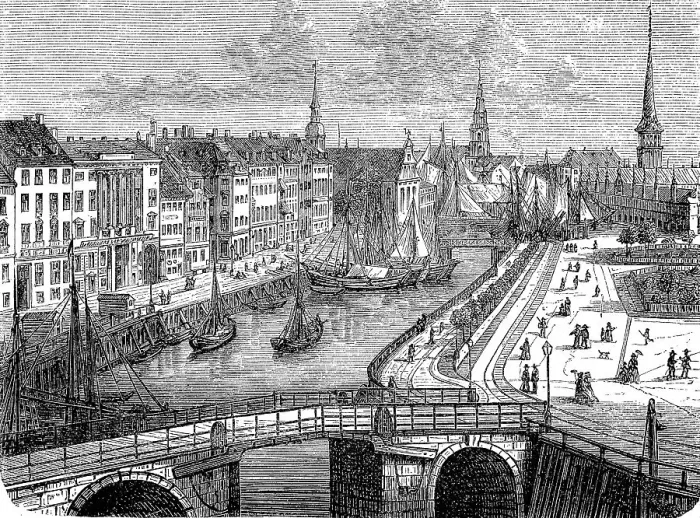 Framed Print : Copenhagen in Denmark in 1870, Historical Framed Print : Copenhagen in Denmark in 1870, Historical