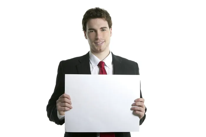 Framed Print : Copyspace white paper in young handsome businessman smiling Framed Print : Copyspace white paper in young handsome businessman smiling