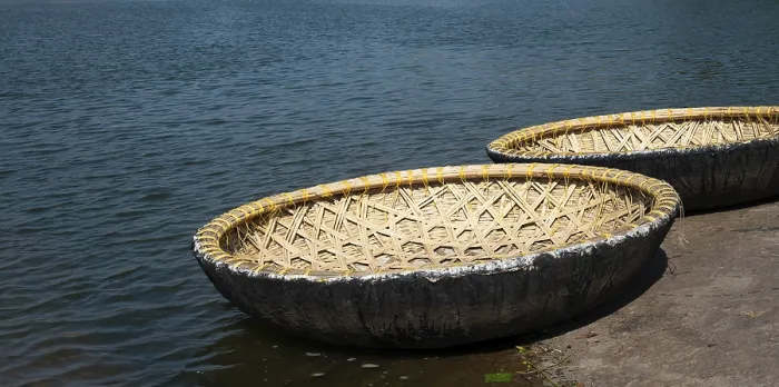 Framed Print : Coracle boats at the Tungabhadra River in Hampi