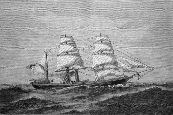 Framed Print : Corvette warship Augusta, historical illustration Framed Print : Corvette warship Augusta, historical illustration