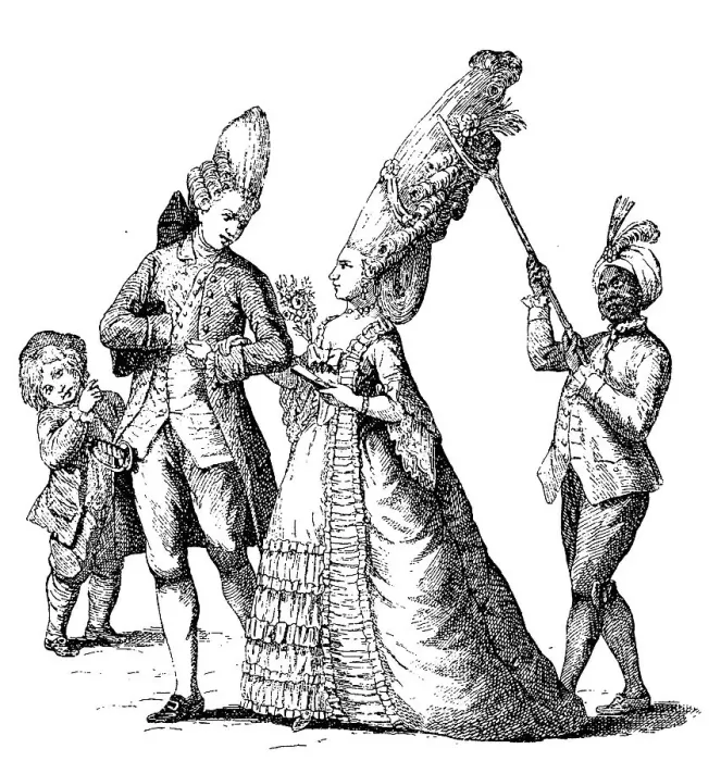 Framed Print : Costume around 1780 with high coiffure