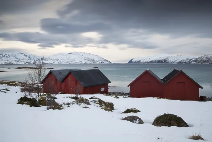Framed Print : Cottages on Kvalsundet, Kvaloya