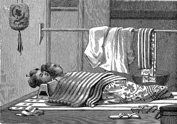 Framed Print : Couple in a Japanese Bedroom, 1870 Framed Print : Couple in a Japanese Bedroom, 1870