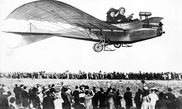 Framed Print : Couple, man and woman are sitting in a plane dummy