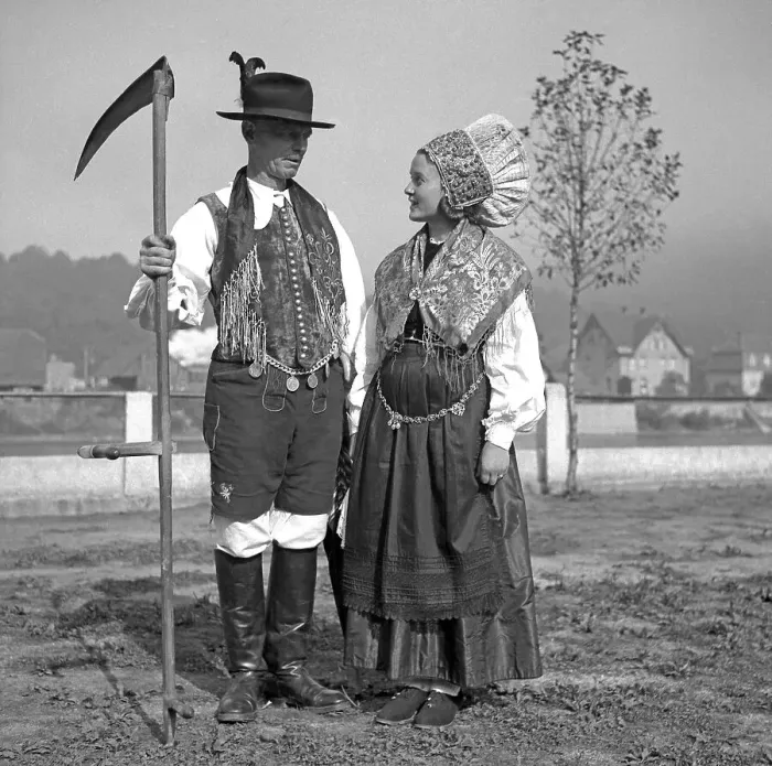 Framed Print : Couple in traditional costumes Framed Print : Couple in traditional costumes