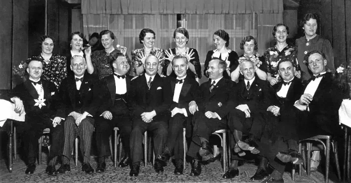 Framed Print : Couples, group photo, nine men and their wives
