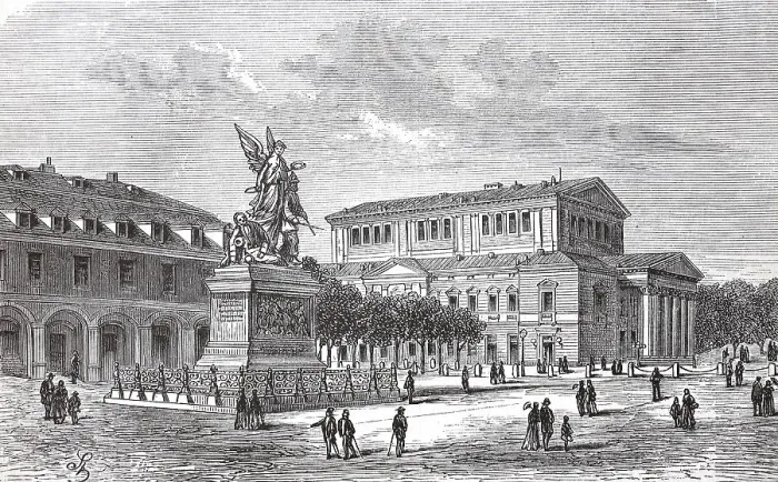 Framed Print : The Court Theatre and the State War Memorial in Darmstadt in 1880 Framed Print : The Court Theatre and the State War Memorial in Darmstadt in 1880