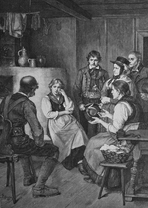 Framed Print : Courtship, woodcut, 1888, historic engraving Framed Print : Courtship, woodcut, 1888, historic engraving