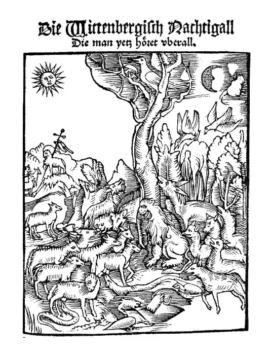 Framed Print : The cover of the original edition of Hans Sachs's Wittembergische Nachtigall or Wittemberg