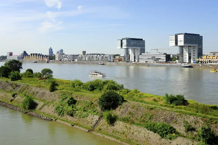 Framed Print : Crane houses, modern architecture on the Rhine