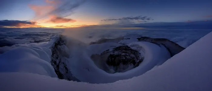 Framed Print : Crater of Cotopaxi Volcano at sunrise