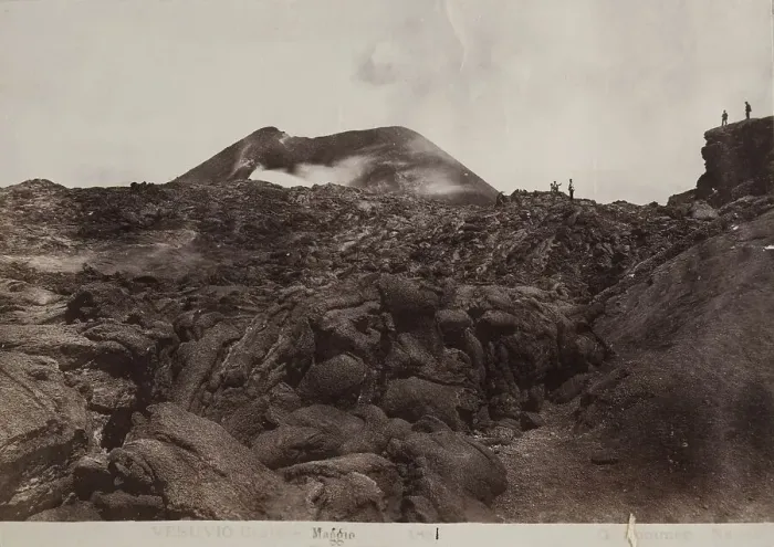 Framed Print : Crater of the volcano Vesuvius in 1880
