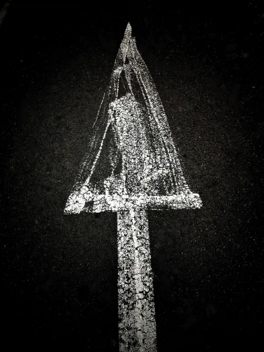 Framed Print : A creative chalk drawing on a dark background depicts a triangular shape with a textured surface surrounding a hidden