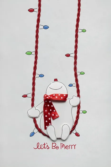 Framed Print : Creative photo of a paper snowman on a grey background