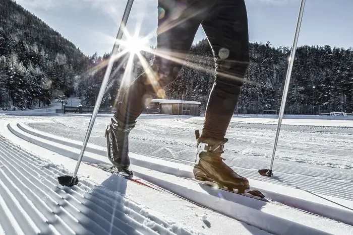Framed Print : Cross-country skiing in winter