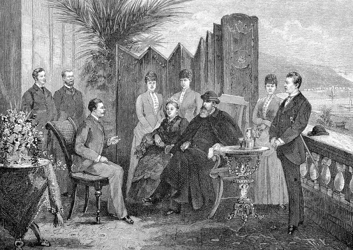 Framed Print : Crown Prince Frederick William and his family in front of the Villa Zirio at San Remo Framed Print : Crown Prince Frederick William and his family in front of the Villa Zirio at San Remo