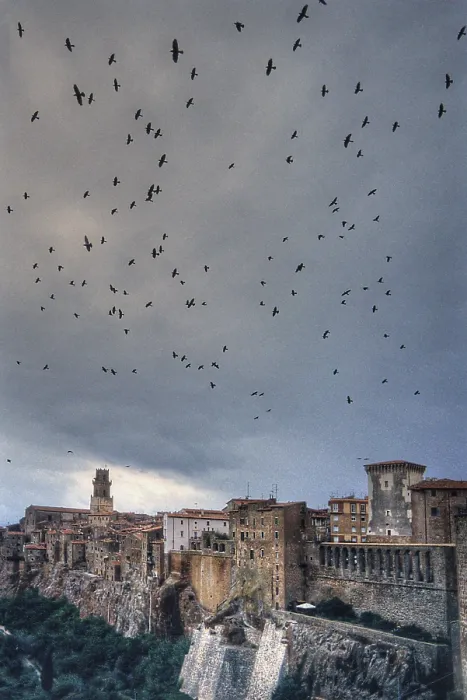 Framed Print : Crows over the old town of Pitigliano Framed Print : Crows over the old town of Pitigliano