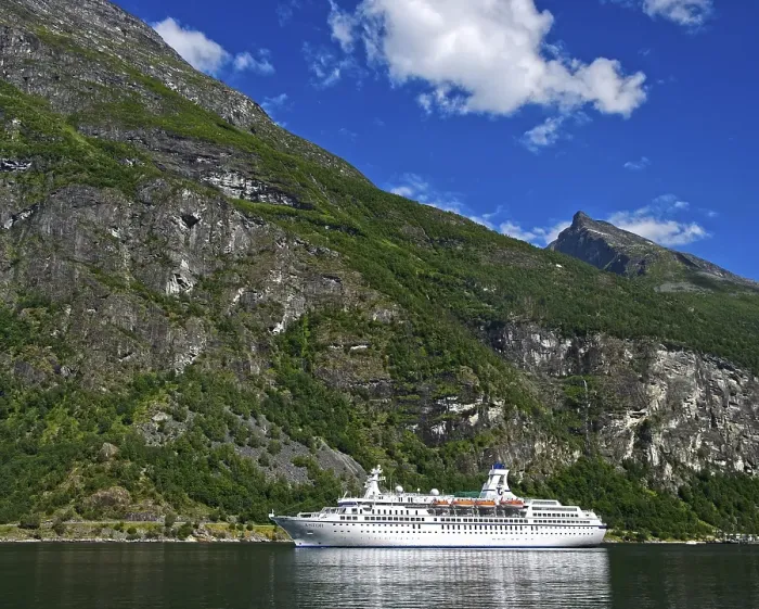 Framed Print : Cruise ship MS Astor in Geirangerfjord