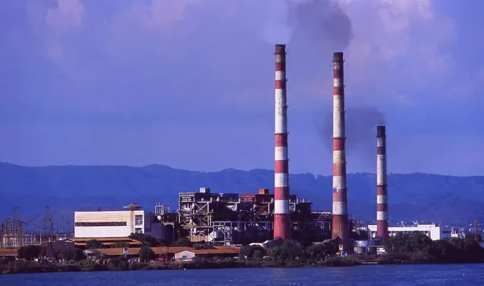 Framed Print : Cuba: Oil refinery in the harbour of Santiago de Cuba