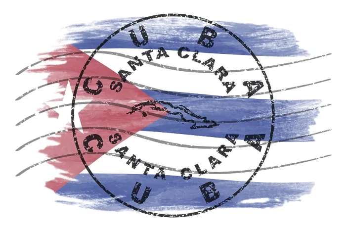 Framed Print : Cuba Santa Clara Round Seal Map Design