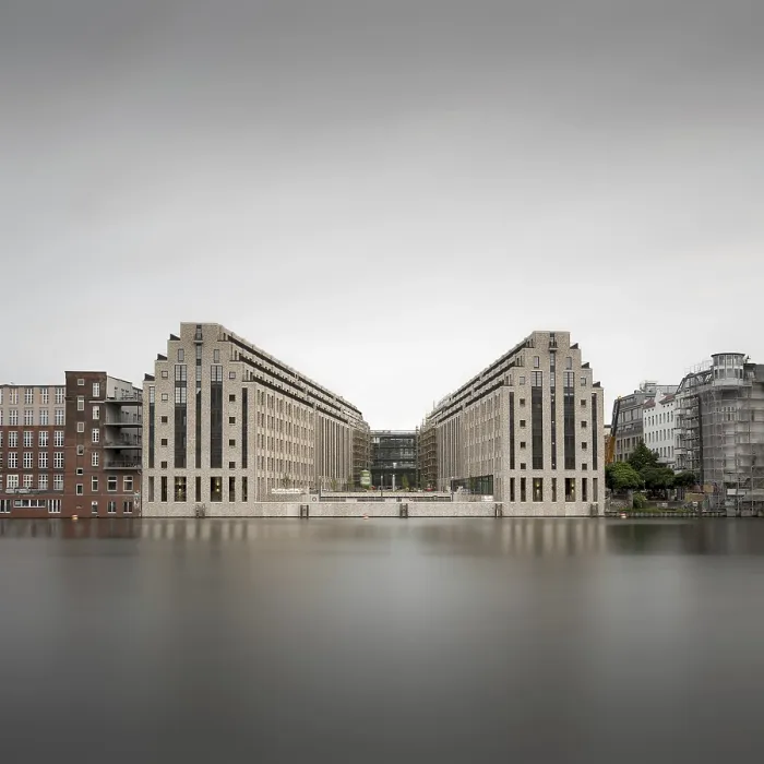 Framed Print : The Cuvry Campus on the Spree in Berlin Kreuzberg