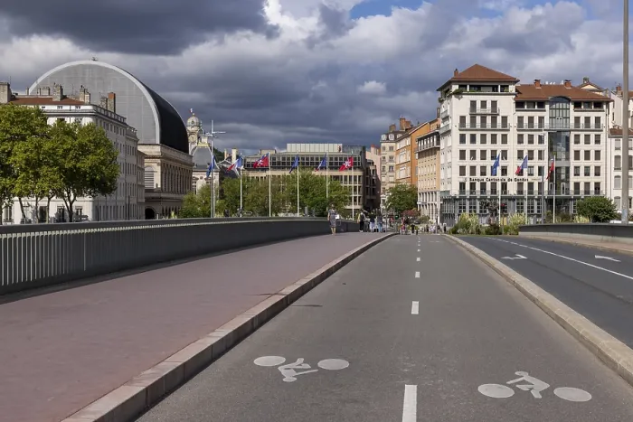 Framed Print : Cycle lane separated from car lane