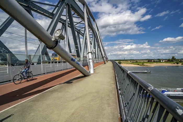 Framed Print : Cycle and pedestrian bridge Snelbinder Brug