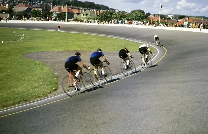 Framed Print : Cycling event at Onchan Raceway, Isle of Man, British Crown Dependency, around 1965, Europe Framed Print : Cycling event at Onchan Raceway, Isle of Man, British Crown Dependency, around 1965, Europe