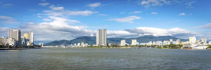 Framed Print : Da Nang, Vietnam - January 05, 2019 : panorama of DaNang city with Han River