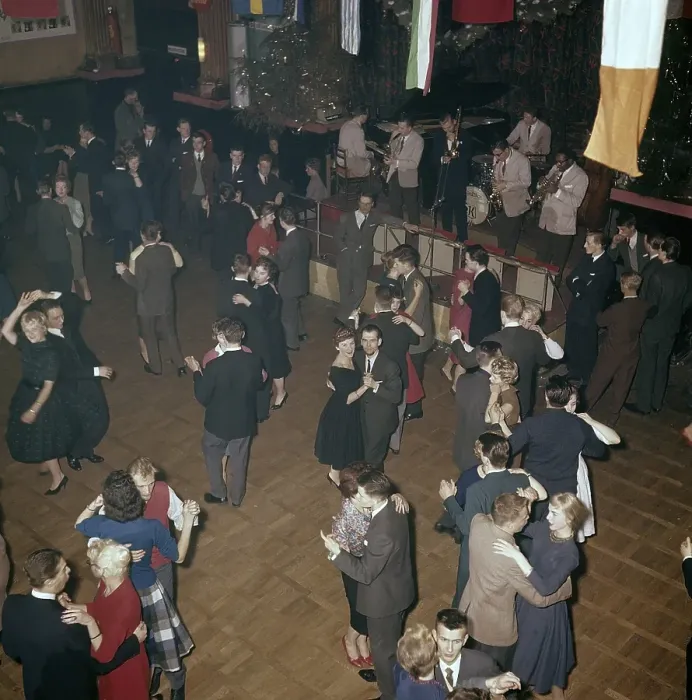 Framed Print : Dancing in the 1950s. The dance floor is filled with well dressed dancing couples Framed Print : Dancing in the 1950s. The dance floor is filled with well dressed dancing couples