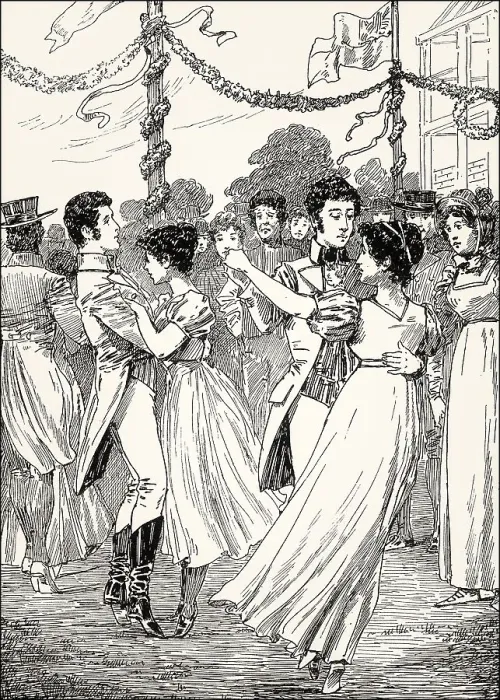 Framed Print : Dancing, Ottilie, Eduard, Charlotte and the Captain Framed Print : Dancing, Ottilie, Eduard, Charlotte and the Captain