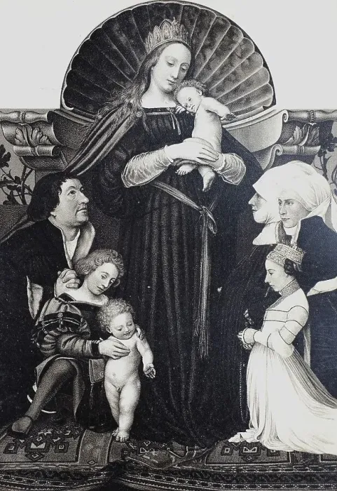Framed Print : Darmstadt Madonna, with portraits of donors Framed Print : Darmstadt Madonna, with portraits of donors