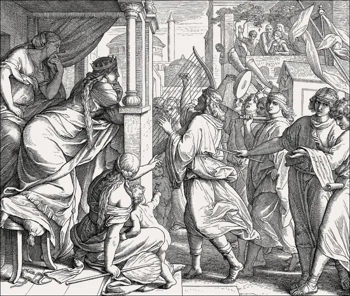 Framed Print : David bringing the ark of the covenant to jerusalem