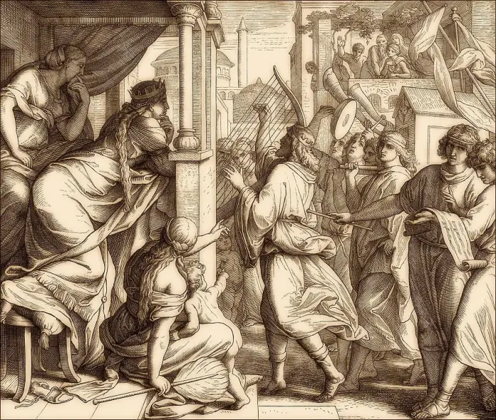 Framed Print : David bringing the ark of the covenant to jerusalem