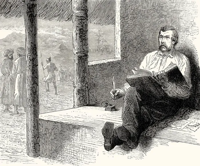 Framed Print : David Livingstone writing in his journal